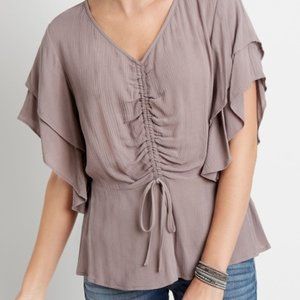 NWT Maurice's Mauve Flutter Blouse - Medium